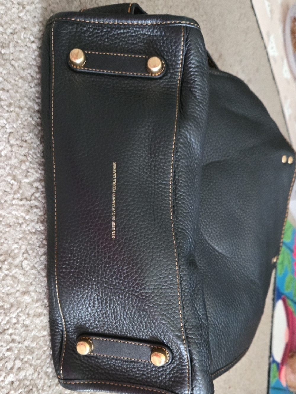 Coach Black Pebbled Leather Satchel with Gold Hardware - Picture 3 of 3